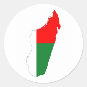 Sticker Rond symbole de la carte du drapeau de Madagascar