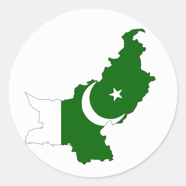Sticker Rond symbole de la carte du drapeau du pays pakistan (Devant)
