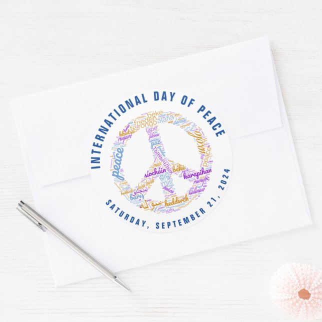 Sticker Rond SYMBOLE DE LA JOURNÉE DE LA Paix MONDIALE (Enveloppe)