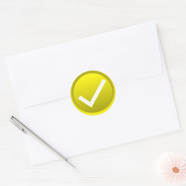 Sticker Rond Symbole de la marque de contrôle jaune (Enveloppe)