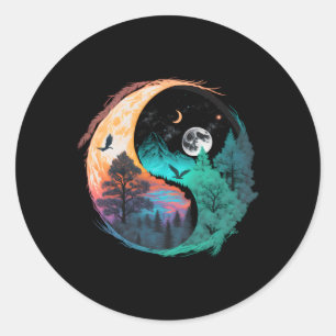 Sticker Rond Symbole de la méditation du taoïsme Yin Yang sur l