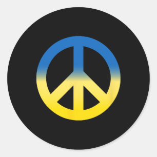 Sticker Rond Symbole de la paix - Couleurs du drapeau de l'Ukra