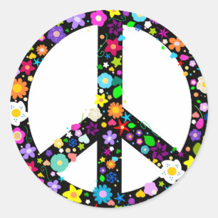 Sticker Rond Symbole de la paix florale