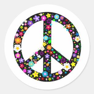 Sticker Rond Symbole de la paix florale