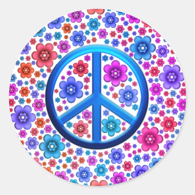 Sticker Rond SYMBOLE DE LA PAIX Hippie (Devant)