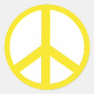 STICKER ROND SYMBOLE DE LA PAIX JAUNE