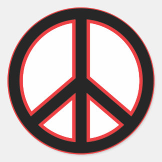 Sticker Rond Symbole de la Paix Noire & Rouge