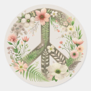 Sticker Rond SYMBOLE DE LA PLEINE FLORE "Bloom in Peace"