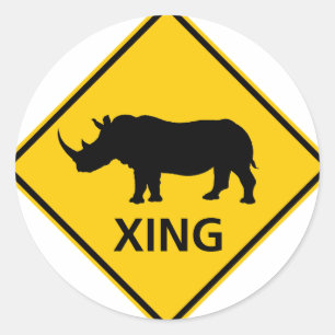 Sticker Rond SYMBOLE DE LA ROUTE DES PARCOURS DE Rhinoceros