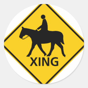 Sticker Rond SYMBOLE DE LA ROUTE Équestre