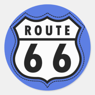 Sticker Rond Symbole de la Route Royale Bleue 66