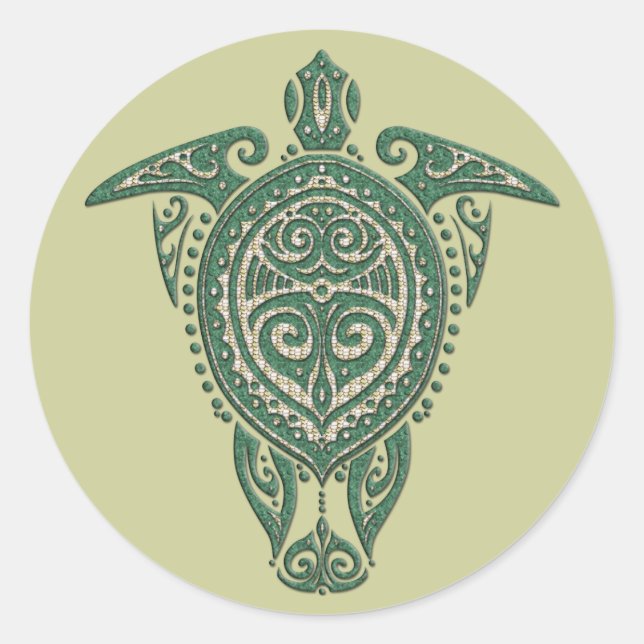Sticker Rond Symbole de la tortue de mer chamanique + vos idées (Devant)