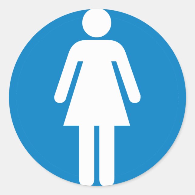 Sticker Rond Symbole de l'autoroute des toilettes pour femmes (Devant)