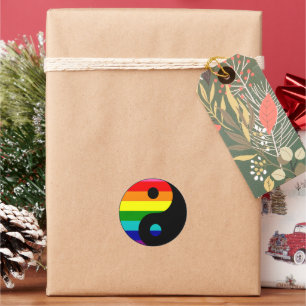 Sticker Rond Symbole de l'équilibre de la fierté LGBTQ Yin Yang