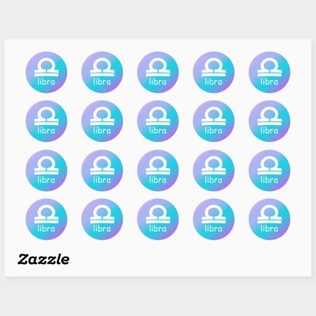 Sticker Rond Symbole de l'étoile d'astrologie bleu bleu de Libr (Feuille)
