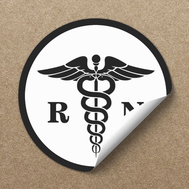Sticker Rond SYMBOLE DE L'INfirme RN CADUeus Classique Médicale (Créateur téléchargé)