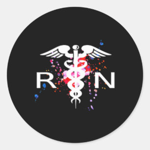 Sticker Rond Symbole de l'infirmière autorisée Rn Caduceus