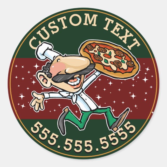 Sticker Rond SYMBOLE DE Livraison DE Pizzeria TEXTE PERSONNALIS (Devant)