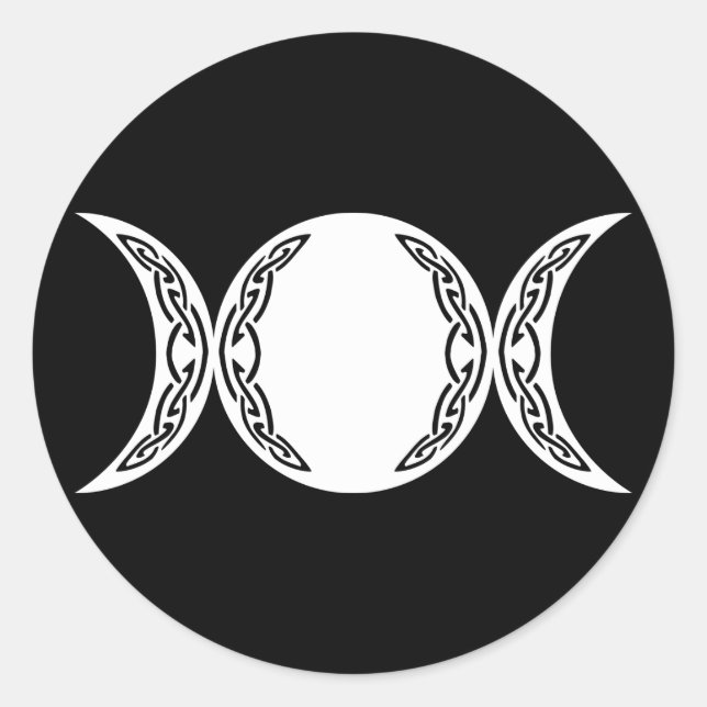 Sticker Rond Symbole de lune de déesse triple (Devant)