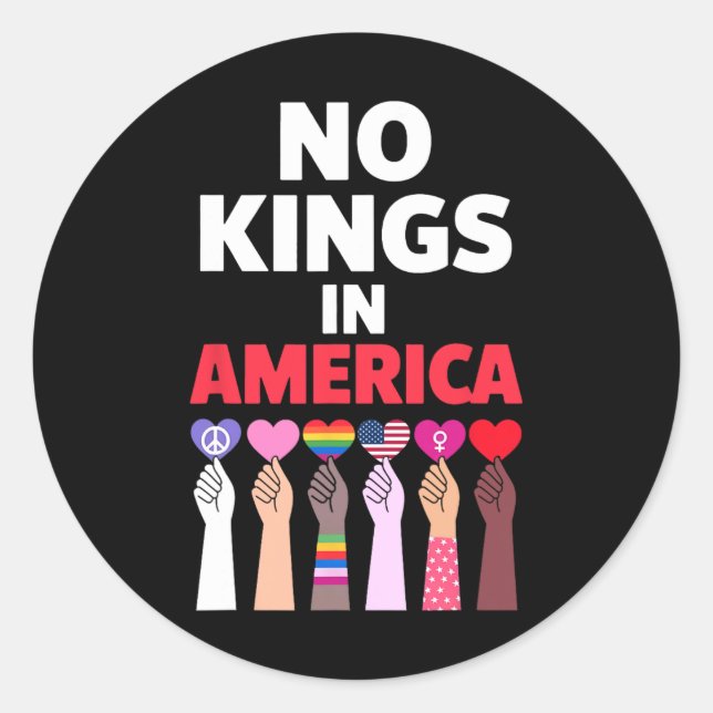 Sticker Rond Symbole De Manifestation No Kings In America Depui (Devant)