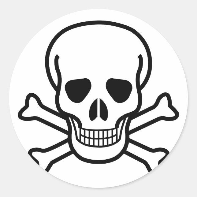 Sticker Rond Symbole de mort crâne et os croisés (Devant)