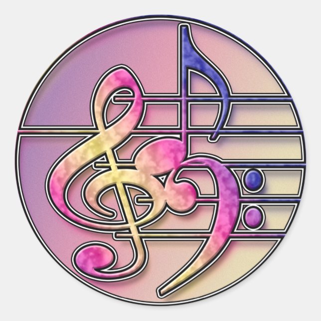 Sticker Rond Symbole de musique (Devant)