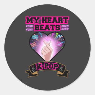 Sticker Rond Symbole de musique à main pour KPop Heart Korea