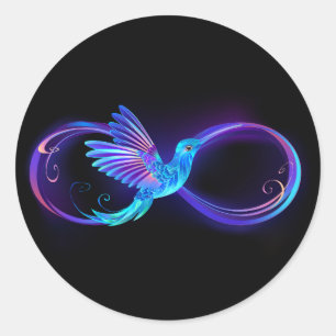 Sticker Rond Symbole de Neon Infinity par Glowing Hummingbird
