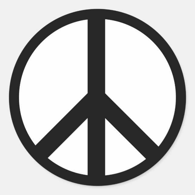 Sticker Rond Symbole de paix Anti War noir et blanc (Devant)