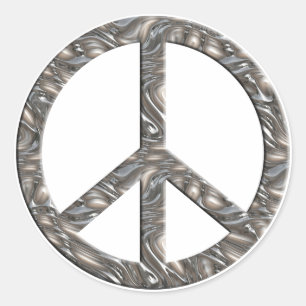 Sticker Rond Symbole de PAIX - ARGENT