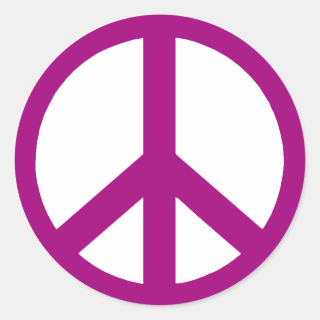 Sticker Rond Symbole de paix couleur prune (Devant)