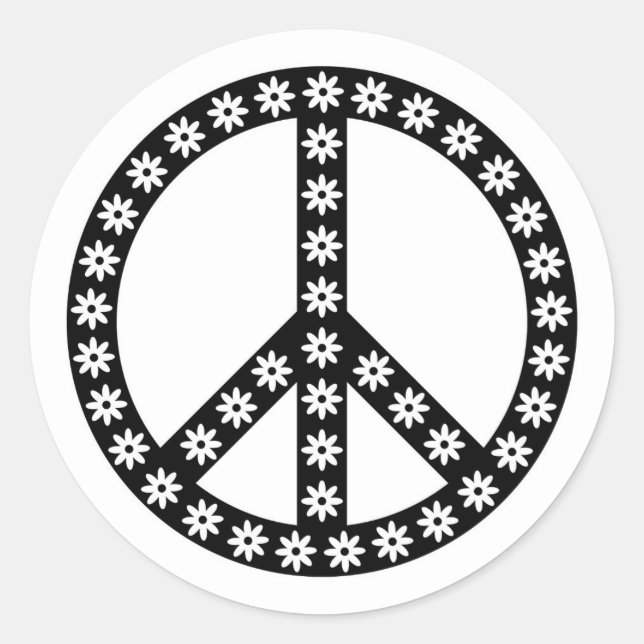 Sticker Rond Symbole de paix de la marguerite (Devant)