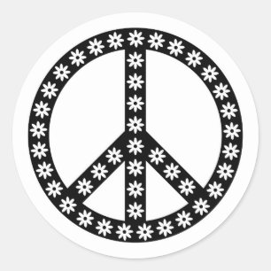 Sticker Rond Symbole de paix de la marguerite