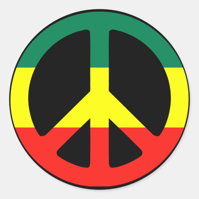 Sticker Rond Symbole de paix de Rasta (Devant)