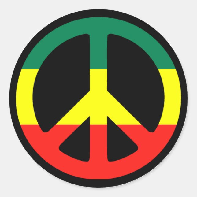 Sticker Rond Symbole de paix de Rasta (Devant)