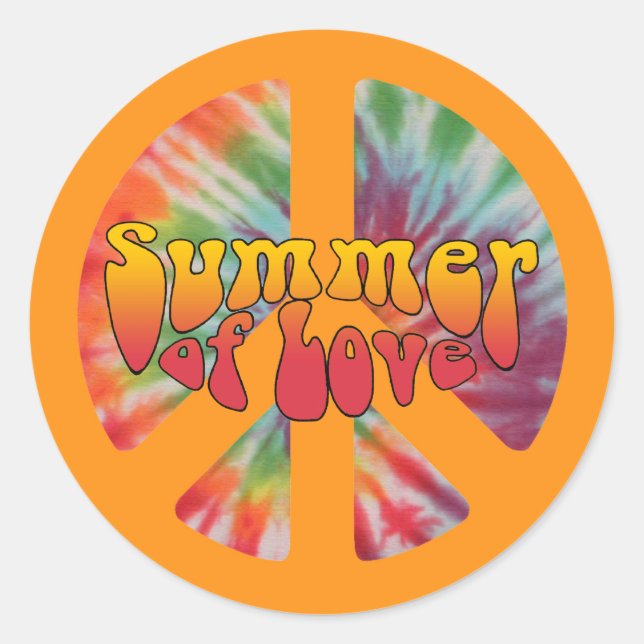 Sticker Rond Symbole de paix d'été de l'amour (Devant)