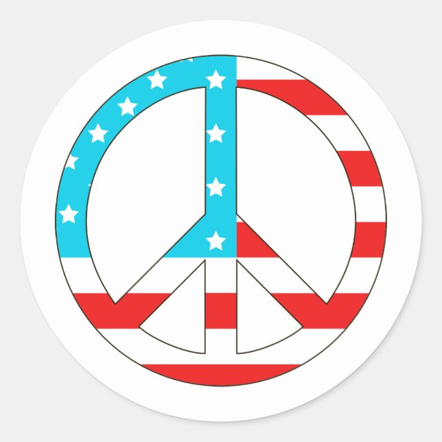 Sticker Rond Symbole de paix du drapeau américain (Devant)