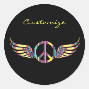 Sticker Rond Symbole de paix hippie ailé Thunder_Cove