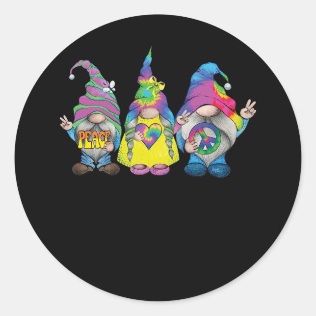 Sticker Rond Symbole de paix hippie amusant Gnome Gnomes Amateu (Devant)