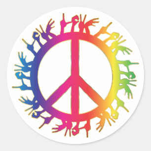 Sticker Rond Symbole de Paix Hippie Signe des Années Soixante A