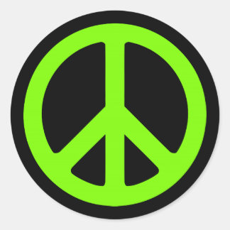Sticker Rond Symbole de paix noir et chartreuse