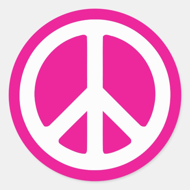 Sticker Rond Symbole de paix rose et blanc profond (Devant)