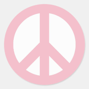 Sticker Rond Symbole de paix rose pâle et blanc