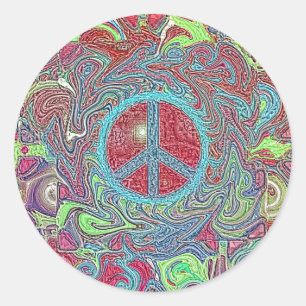 Sticker Rond SYMBOLE DE PAIX Super DE TRIppY Psychedélique