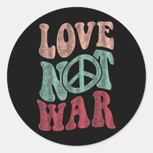 Sticker Rond Symbole de paix Super Love Not War