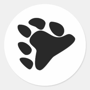STICKER ROND SYMBOLE DE PAW DE L'OURS NOIR