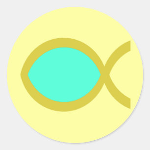 Sticker Rond Symbole de poisson chrétien