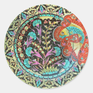 Sticker Rond Symbole de poisson de bonne chance avec la main bo