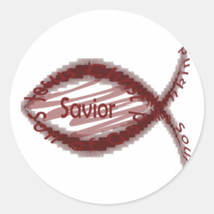 Sticker Rond Symbole de poisson Jésus Sauveur