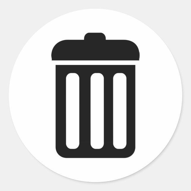 Sticker Rond Symbole de poubelle (Devant)